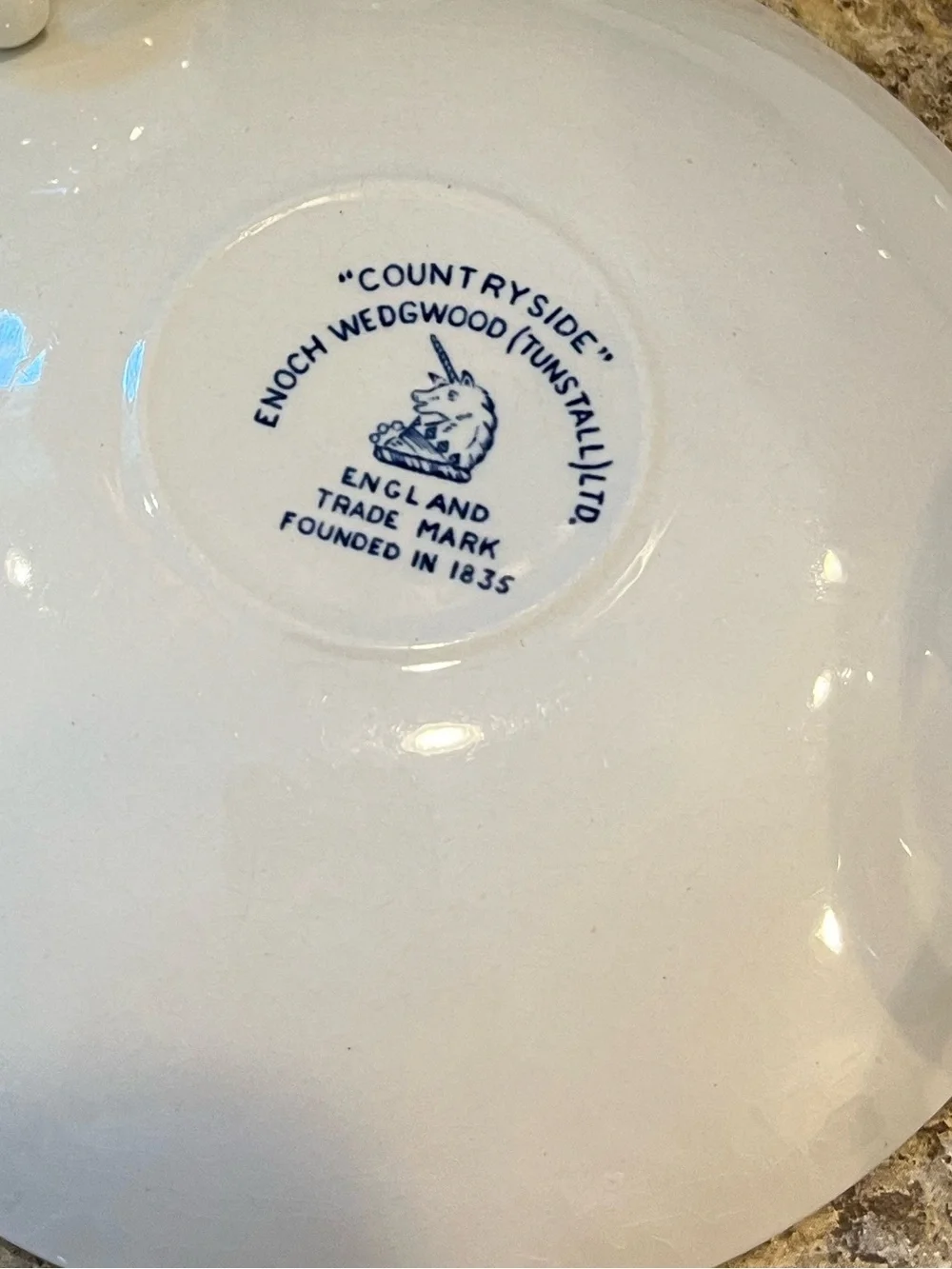 Wedgwood Countryside Teacups and Saucers Set of 4 Blue and White, England